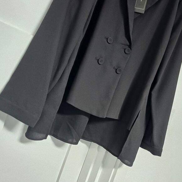 🆕️ BCBGMAXAZRIA Double-Breasted Crepe Blazer Blouse in Black - Picture 2 of 13